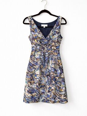 Moulinette Soeurs - Silk Dress - Size 6 - Blue Abstract Print - Anthropologie